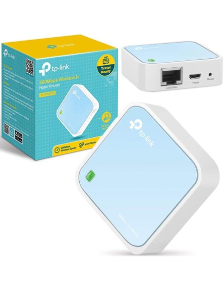 NANO ROUTER WIRELESS PORTATILE N 300Mbps CON MODALITA' ROUTER, HOTSPOT, RANGE EXTENDER COLORE BIANCO TP-LINK BLISTER