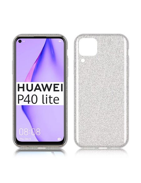 CUSTODIA per HUAWEI P40 LITE, NOVA 6 SE, NOVA 7i - IN GEL TPU SILICONE COLORE GRIGIO CON BRILLANTINI