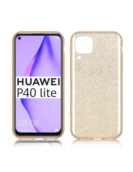 CUSTODIA per HUAWEI P40 LITE, NOVA 6 SE, NOVA 7i - IN GEL TPU SILICONE COLORE ORO CON BRILLANTINI