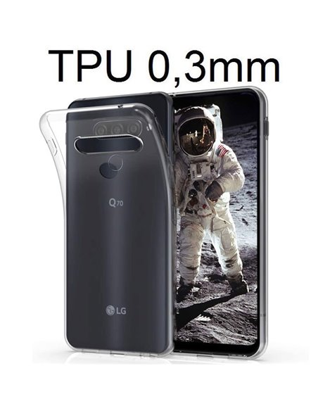 CUSTODIA per LG Q70, Q70 DUAL SIM - IN GEL TPU SILICONE ULTRA SLIM TRASPARENTE 0,3mm