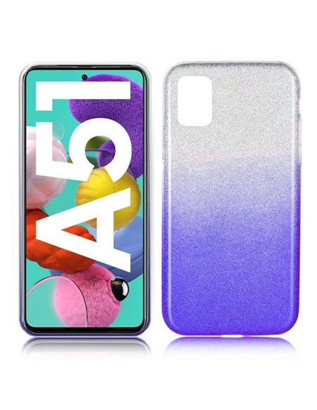 CUSTODIA per SAMSUNG GALAXY A51 (SM-A515) IN GEL TPU SILICONE COLORE VIOLA SFUMATO CON BRILLANTINI - ATTENZIONE..