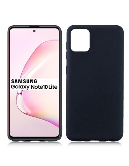 CUSTODIA per SAMSUNG GALAXY NOTE 10 LITE (SM-N770), A81 - IN GEL TPU SILICONE SLIM COLORE NERO SATINATO