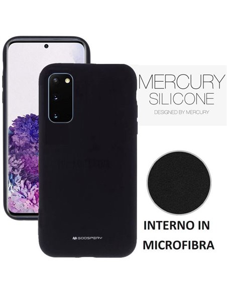 CUSTODIA per SAMSUNG GALAXY S20 (G980/G981) - IN SILICONE CON INTERNO IN MICROFIBRA COLORE NERO ALTA QUALITA' MERCURY BLISTER