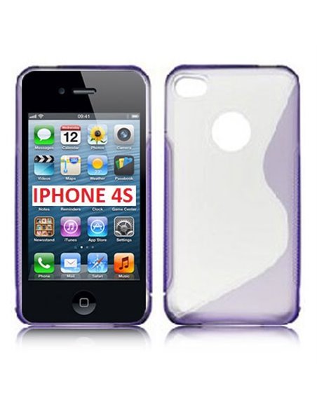 CUSTODIA GEL TPU SILICONE DOUBLE per iPHONE 4, 4s COLORE VIOLA-TRASPARENTE
