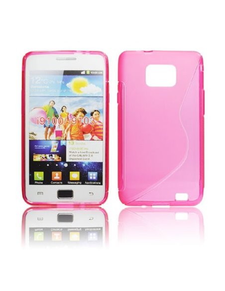 CUSTODIA GEL TPU SILICONE DOUBLE per SAMSUNG I9100 Galaxy S II, I9105 Galaxy S II Plus COLORE ROSA-TRASPARENTE