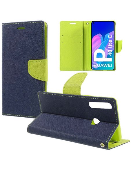 CUSTODIA per HUAWEI P40 LITE E, Y7p - FLIP ORIZZONTALE CON INTERNO IN TPU SILICONE, STAND E CHIUSURA MAGNETICA COLORE BLU