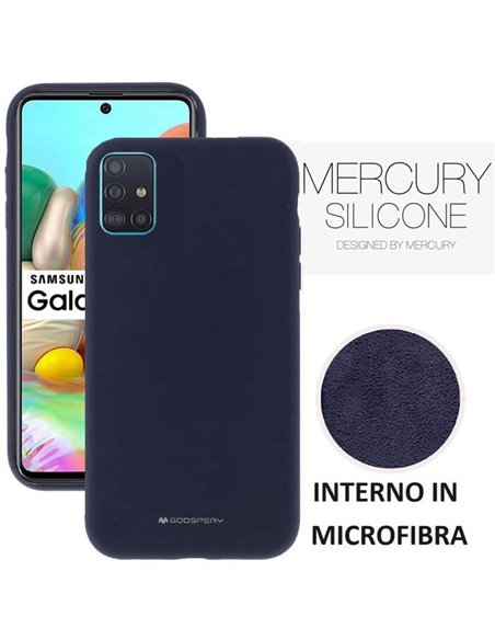 CUSTODIA per SAMSUNG GALAXY A71 (SM-A715) - IN SILICONE CON INTERNO IN MICROFIBRA COLORE BLU ALTA QUALITA' MERCURY BLISTER