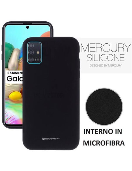 CUSTODIA per SAMSUNG GALAXY A71 (SM-A715) - IN SILICONE CON INTERNO IN MICROFIBRA COLORE NERO ALTA QUALITA' MERCURY BLISTER