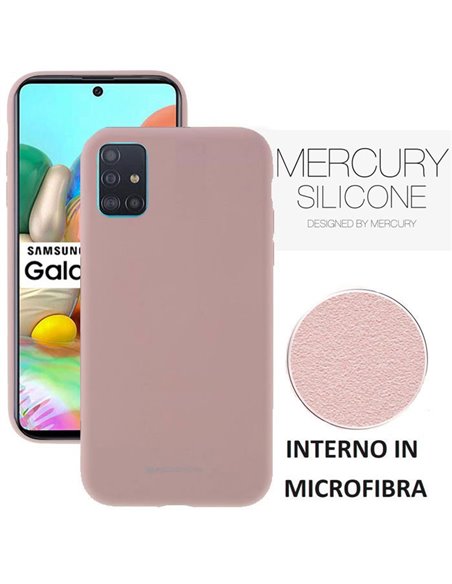 CUSTODIA per SAMSUNG GALAXY A71 (SM-A715) - IN SILICONE CON INTERNO IN MICROFIBRA COLORE SABBIA ALTA QUALITA' MERCURY BLISTER