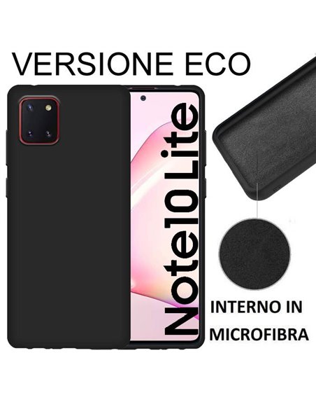 CUSTODIA per SAMSUNG GALAXY NOTE 10 LITE - IN SILICONE EFFETTO SOFT TOUCH ED INTERNO IN MICROFIBRA NERO VERSIONE ECONOMICA