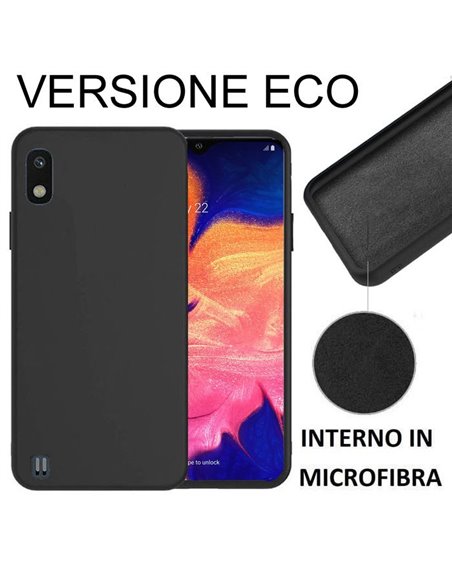 CUSTODIA per SAMSUNG GALAXY A10 (SM-A105) - IN SILICONE EFFETTO SOFT TOUCH ED INTERNO IN MICROFIBRA NERO VERSIONE ECONOMICA