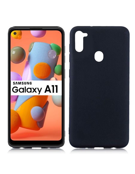 CUSTODIA per SAMSUNG GALAXY A11 (SM-A115), GALAXY M11 (SM-M115) - IN GEL TPU SILICONE SLIM COLORE NERO SATINATO