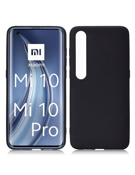 CUSTODIA per XIAOMI MI 10 (5G), MI 10 PRO (5G) IN GEL TPU SILICONE SLIM COLORE NERO SATINATO