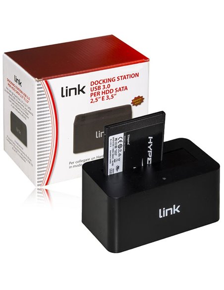 DOCKING STATION USB 3.0 LKMIL01 LINK PER HDD SATA E SSD DA 2.5''/3.5'' CON VELOCITA' DI TRASFERIMENTO 5Gbps COLORE NERO BLISTER