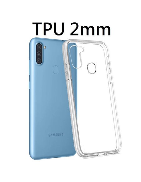 CUSTODIA per SAMSUNG GALAXY A11 (SM-A115), GALAXY M11 (SM-M115) IN GEL TPU SILICONE 2mm TRASPARENTE CON CORNICE BIANCO OPACO