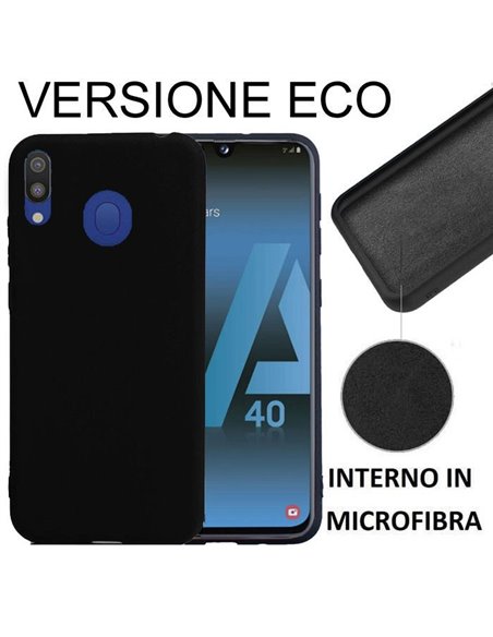 CUSTODIA per SAMSUNG GALAXY A40 (SM-A405) - IN SILICONE EFFETTO SOFT TOUCH ED INTERNO IN MICROFIBRA NERO VERSIONE ECONOMICA