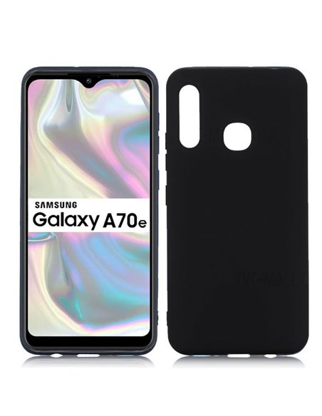 CUSTODIA per SAMSUNG GALAXY A70e - IN GEL TPU SILICONE SLIM COLORE NERO SATINATO