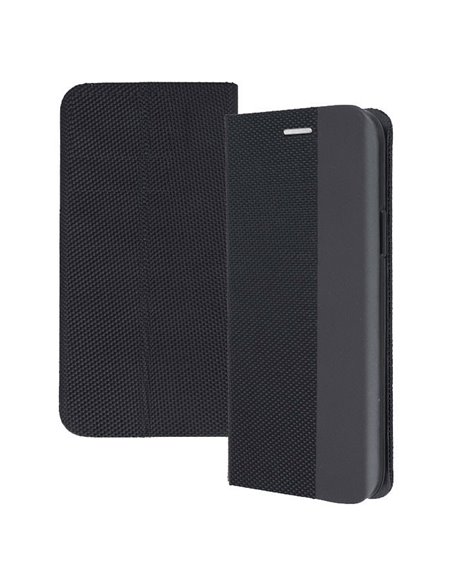 CUSTODIA per SAMSUNG GALAXY A71 (SM-A715) - FLIP ORIZZONTALE IN TESSUTO INSERTO IN SIMILPELLE E CHIUSURA MAGNETICA NERO