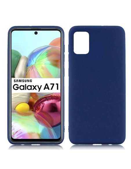 CUSTODIA per SAMSUNG GALAXY A71 (SM-A715) - IN GEL TPU SILICONE SLIM COLORE BLU SATINATO