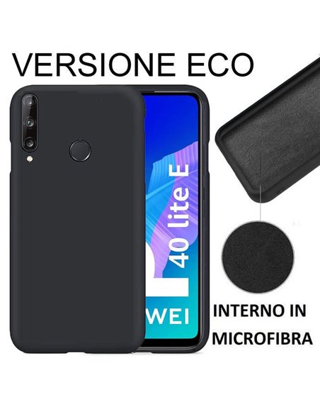 CUSTODIA per HUAWEI P40 LITE E, Y7p - IN SILICONE EFFETTO SOFT TOUCH ED INTERNO IN MICROFIBRA NERO VERSIONE ECONOMICA