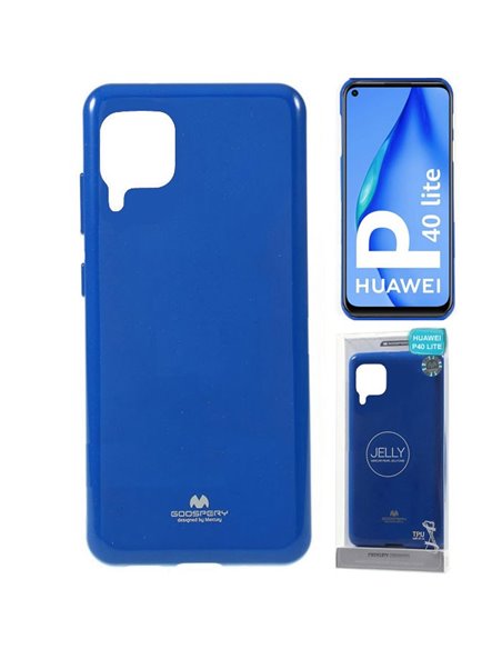 CUSTODIA per HUAWEI P40 LITE, NOVA 6 SE, NOVA 7i - IN TPU SILICONE COLORE BLU LUCIDO CON GLITTER ALTA QUALITA' MERCURY BLISTER