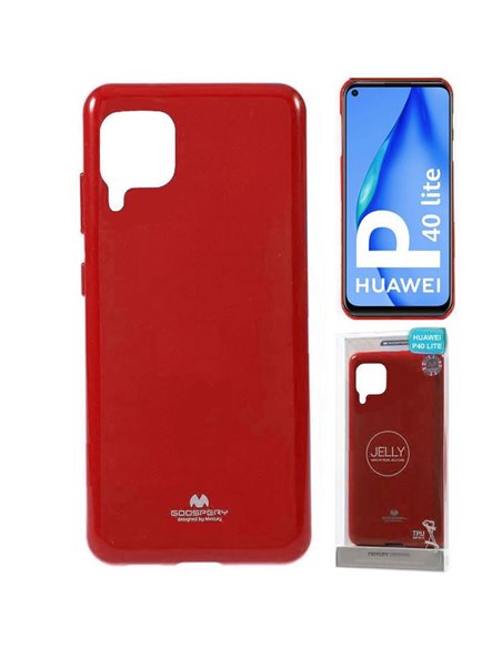 CUSTODIA per HUAWEI P40 LITE, NOVA 6 SE, NOVA 7i - IN TPU SILICONE COLORE ROSSO LUCIDO CON GLITTER ALTA QUALITA' MERCURY BLISTER