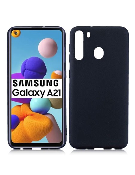 CUSTODIA per SAMSUNG GALAXY A21 (SM-A215) - IN GEL TPU SILICONE SLIM COLORE NERO SATINATO