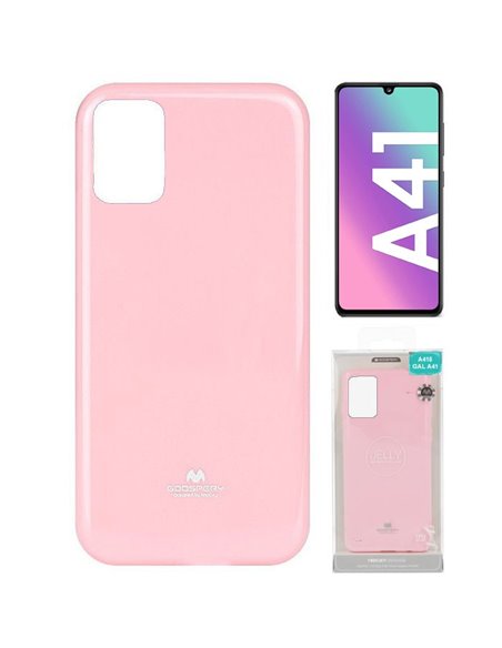 CUSTODIA per SAMSUNG GALAXY A41 (SM-A415) - IN TPU SILICONE COLORE ROSA LUCIDO CON GLITTER ALTA QUALITA' MERCURY BLISTER