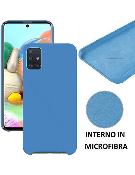 CUSTODIA per SAMSUNG GALAXY A71 (SM-A715) IN SILICONE CON EFFETTO SOFT TOUCH ED INTERNO IN MICROFIBRA COLORE BLU