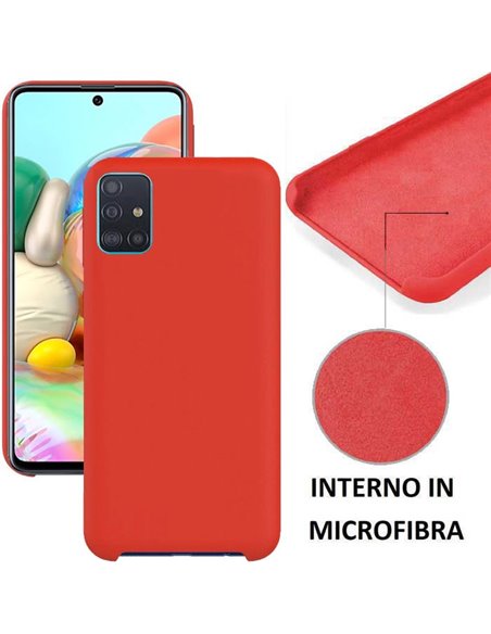 CUSTODIA per SAMSUNG GALAXY A71 (SM-A715) IN SILICONE CON EFFETTO SOFT TOUCH ED INTERNO IN MICROFIBRA COLORE ROSSO