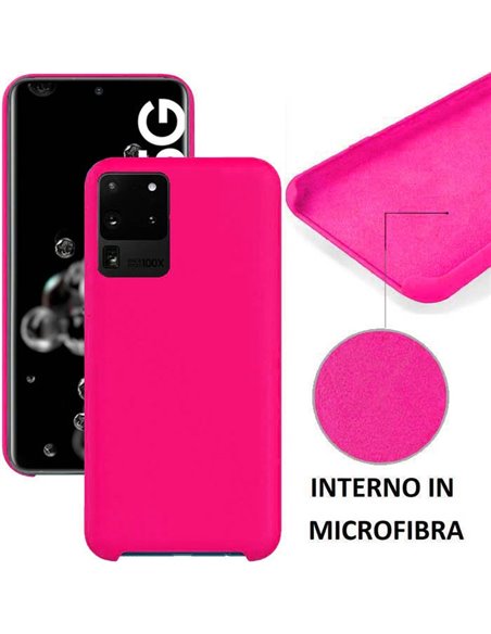 CUSTODIA per SAMSUNG GALAXY S20 ULTRA 5G (SM-G988) IN SILICONE CON EFFETTO SOFT TOUCH ED INTERNO IN MICROFIBRA COLORE FUCSIA