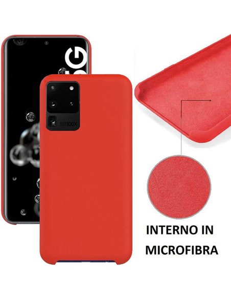 CUSTODIA per SAMSUNG GALAXY S20 ULTRA 5G (SM-G988) IN SILICONE CON EFFETTO SOFT TOUCH ED INTERNO IN MICROFIBRA COLORE ROSSO