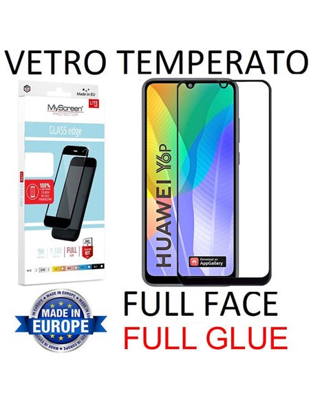 PELLICOLA per HUAWEI Y6p, Y6 2020 - IN VETRO TEMPERATO FULL FACE 9H - FULL GLUE 0,33mm CON CORNICE NERA MYSCREEN LITE BLISTER