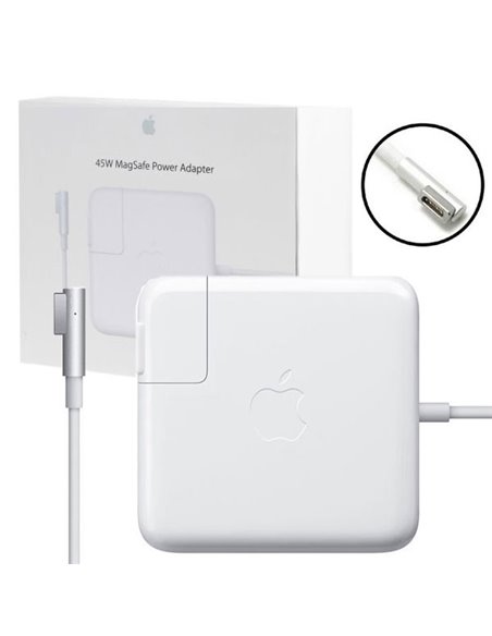 CARICATORE ORIGINALE DA RETE APPLE MAGSAFE 1 MC747Z/A CON CONNETTORE MAGNETICO AD 'L' 45W 3100mAh BIANCO BLISTER