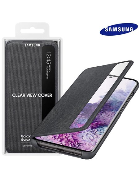 CUSTODIA BOOK ORIGINALE CLEAR VIEW COVER EF-ZG985CBE per SAMSUNG S20 PLUS - ACCESSO AL DISPOSITIVO CON COVER CHIUSA NERO