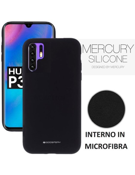 CUSTODIA per HUAWEI P30 PRO, P30 PRO NEW EDITION - IN SILICONE CON INTERNO IN MICROFIBRA NERO ALTA QUALITA' MERCURY