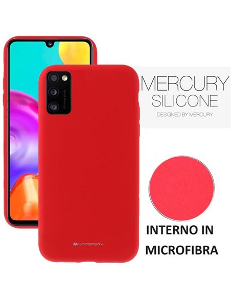 CUSTODIA per SAMSUNG GALAXY A41 (SM-A415) - IN SILICONE CON INTERNO IN MICROFIBRA COLORE ROSSO ALTA QUALITA' MERCURY BLISTER