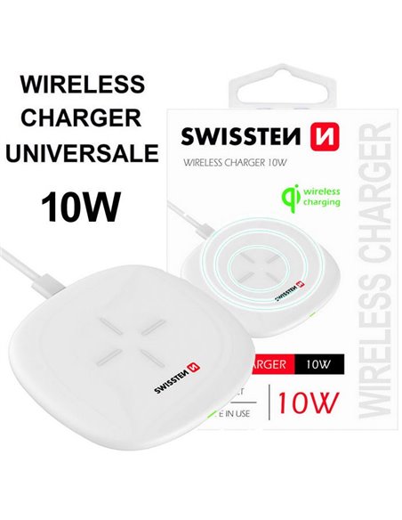 TRAVEL CASA WIRELESS 10W 22055501 SWISSTEN COMPATIBILE CON TUTTI I DISPOSITIVI DOTATI DI TECNOLOGIA QI CON INDICATORE LED BIANCO