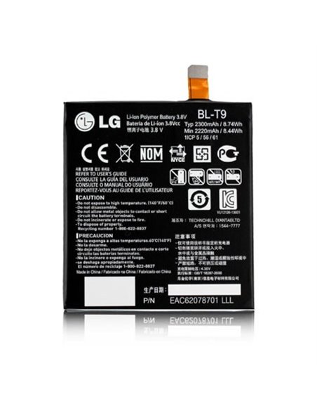 BATTERIA ORIGINALE per LG NEXUS 5 (D820), LG X SCREEN (K500N) - 2300 mAh LI-ION BL-T9 BULK