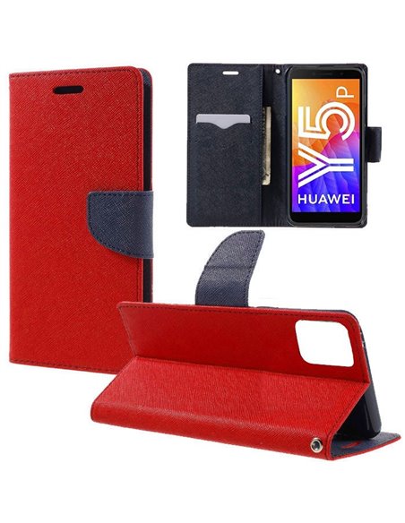 CUSTODIA per HUAWEI Y5p, Y5 2020, HONOR 9S - FLIP ORIZZONTALE CON INTERNO IN TPU, STAND E CHIUSURA MAGNETICA COLORE ROSSO