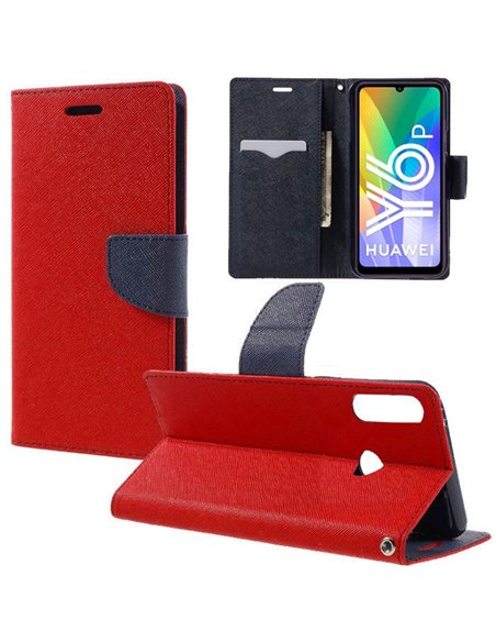 CUSTODIA per HUAWEI Y6p, Y6 2020, HONOR 9A - FLIP ORIZZONTALE CON INTERNO IN TPU, STAND E CHIUSURA MAGNETICA COLORE ROSSO