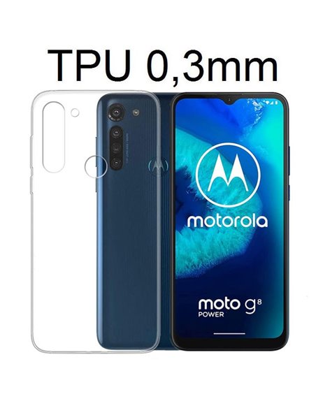 CUSTODIA per MOTOROLA MOTO G8 POWER - IN GEL TPU SILICONE ULTRA SLIM 0,3mm TRASPARENTE