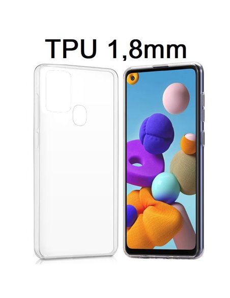 CUSTODIA per SAMSUNG GALAXY A21s (SM-A217) IN GEL TPU SILICONE 1,8mm TRASPARENTE