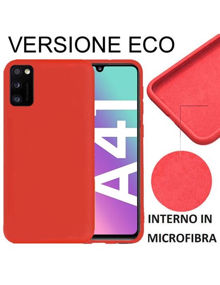 CUSTODIA per SAMSUNG GALAXY A41 (SM-A415) - IN SILICONE EFFETTO SOFT TOUCH ED INTERNO IN MICROFIBRA ROSSO VERSIONE ECONOMICA