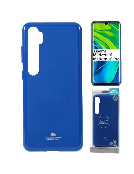 CUSTODIA per XIAOMI MI NOTE 10, MI NOTE 10 PRO, MI CC9 PRO - IN GEL TPU SILICONE COLORE BLU LUCIDO ALTA QUALITA' MERCURY BLISTER