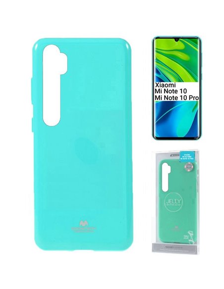 CUSTODIA per XIAOMI MI NOTE 10, MI NOTE 10 PRO, MI CC9 PRO - IN GEL TPU SILICONE VERDE ACQUA LUCIDO ALTA QUALITA' MERCURY BLISTE