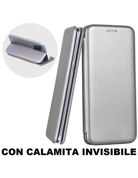 CUSTODIA per HUAWEI P40 - FLIP ORIZZONTALE CON CHIUSURA MAGNETICA INVISIBILE ED INTERNO IN TPU SILICONE COLORE GRIGIO