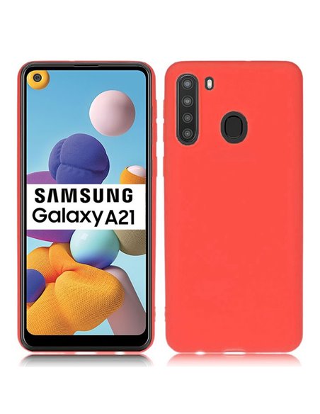 CUSTODIA per SAMSUNG GALAXY A21 (SM-A215) - IN GEL TPU SILICONE SLIM COLORE ROSSO SATINATO