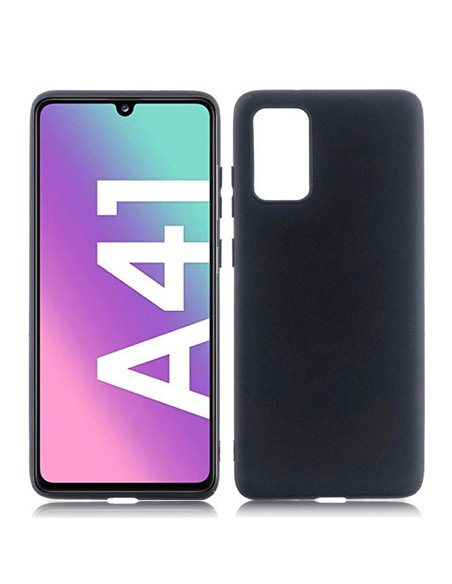 CUSTODIA per SAMSUNG GALAXY A41 (SM-A415) - IN GEL TPU SILICONE SLIM COLORE NERO SATINATO