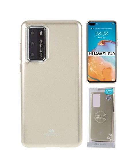 CUSTODIA per HUAWEI P40 - IN TPU SILICONE COLORE ORO LUCIDO CON GLITTER ALTA QUALITA' MERCURY BLISTER